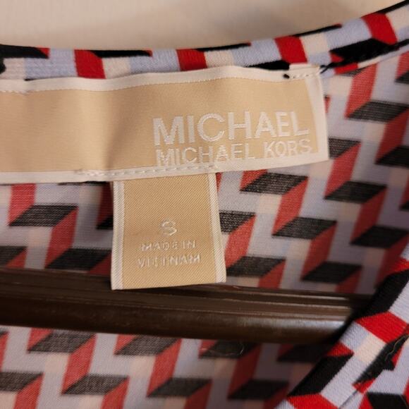 Michael Michael Kors Womens Small Chevron Graphic Zig Zag Dress Red Blue - Picture 4 of 8